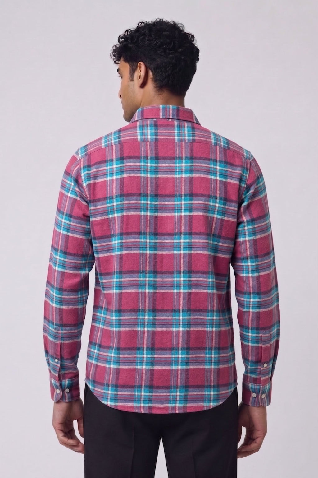 Threaded Pink Multi Check Double Pocket Shirt