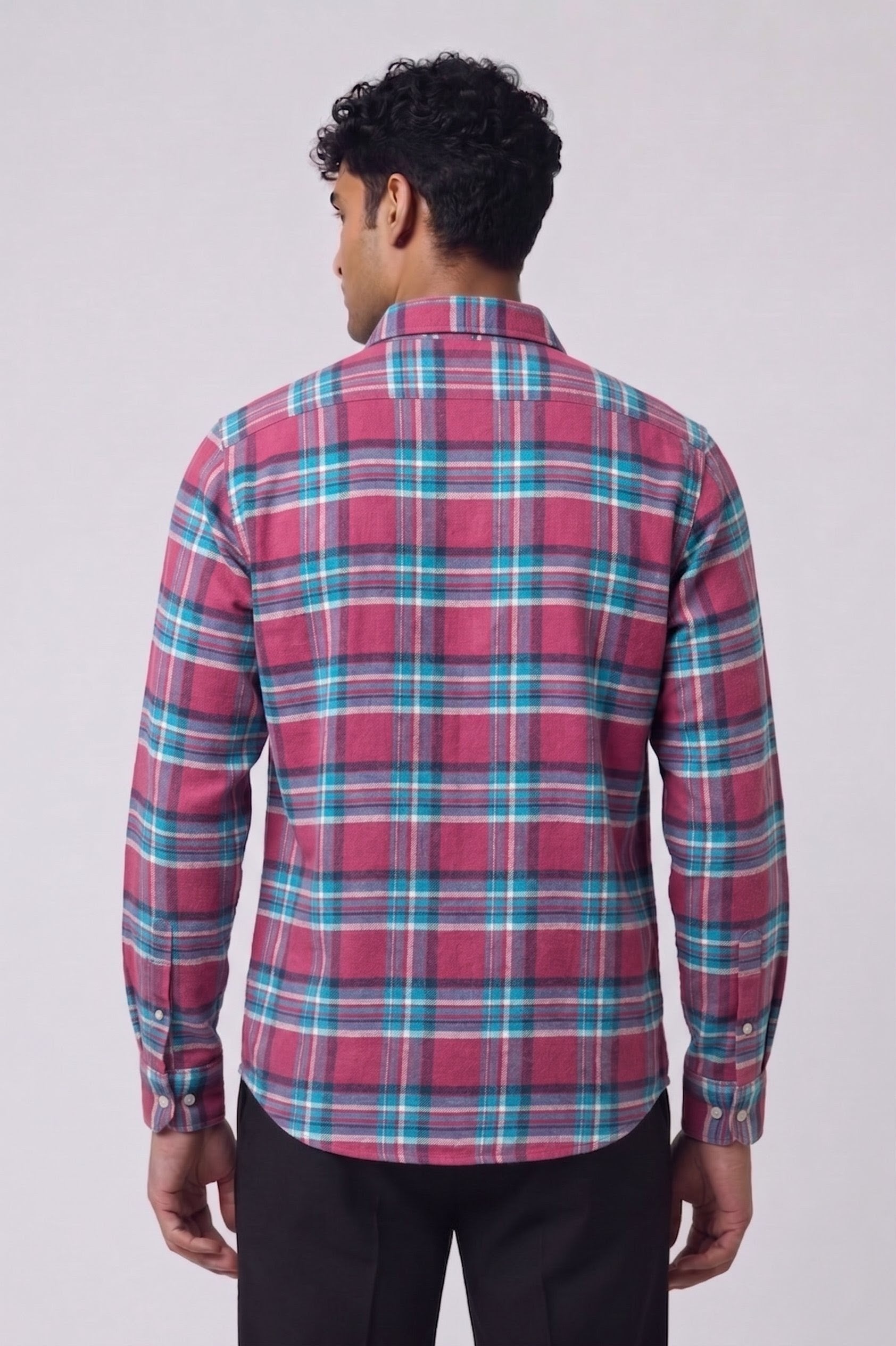 Threaded Pink Multi Check Double Pocket Shirt