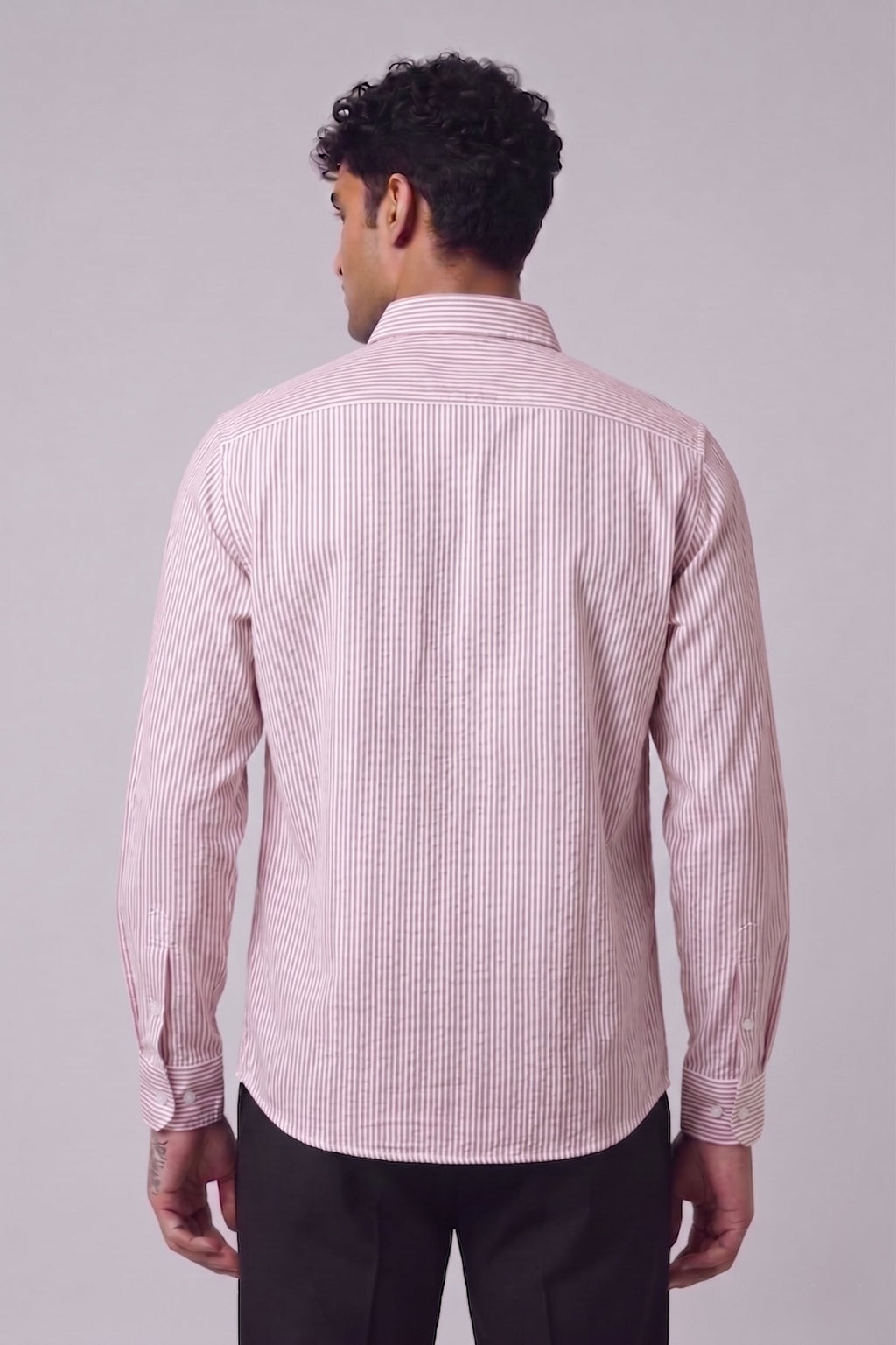 Threaded Blush Pink Stripe Cotton Shirt
