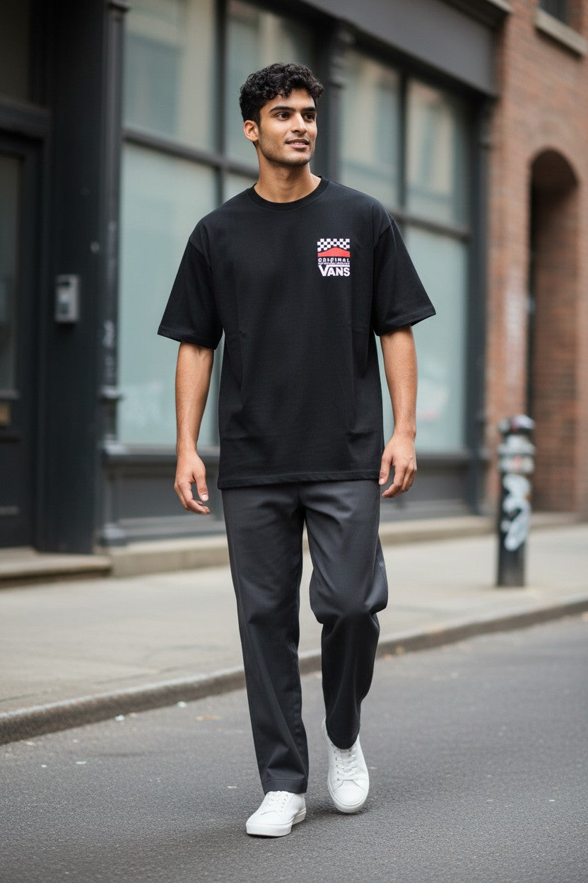 Vans "Original" Checkerboard Graphic Tee - Black