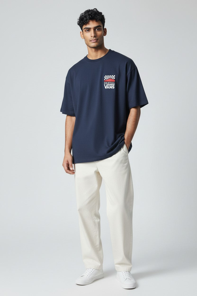 Vans "Original" Checkerboard Graphic Tee - Navy