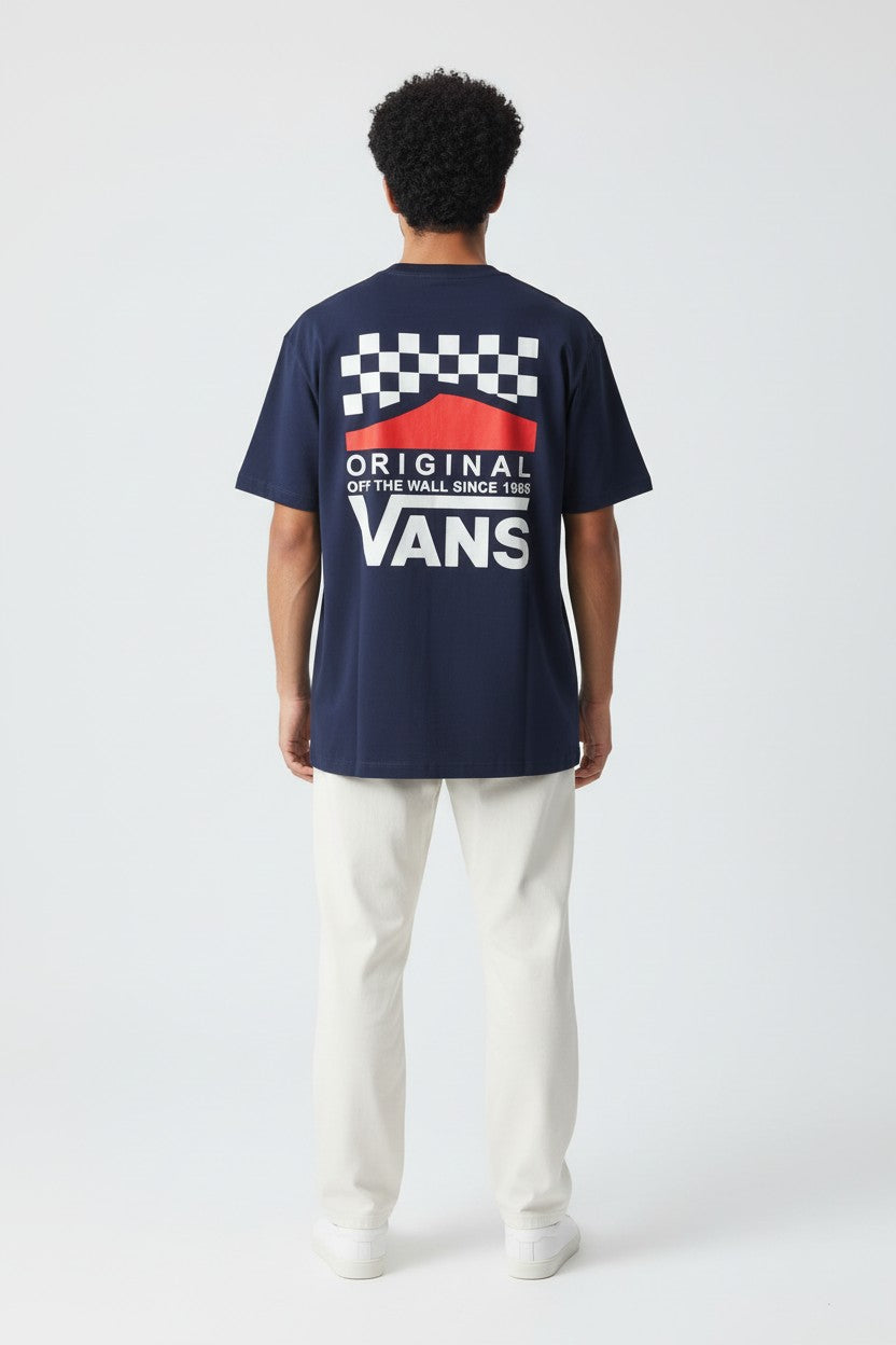 Vans "Original" Checkerboard Graphic Tee - Navy