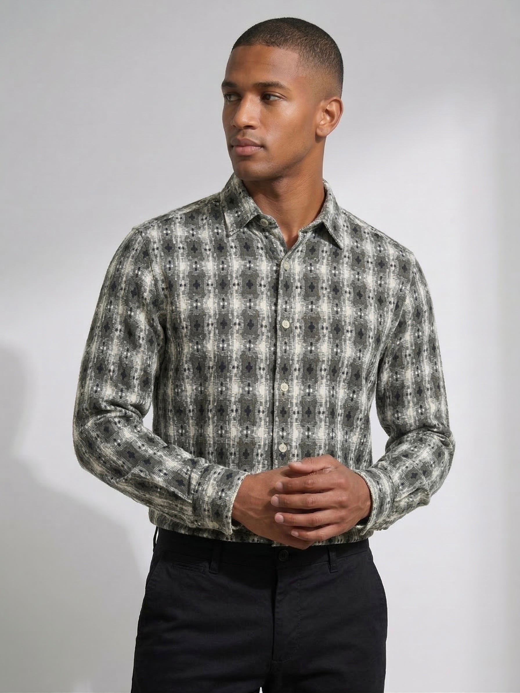 Threaded Textured Printed Shirt - Premium Pattern Casual