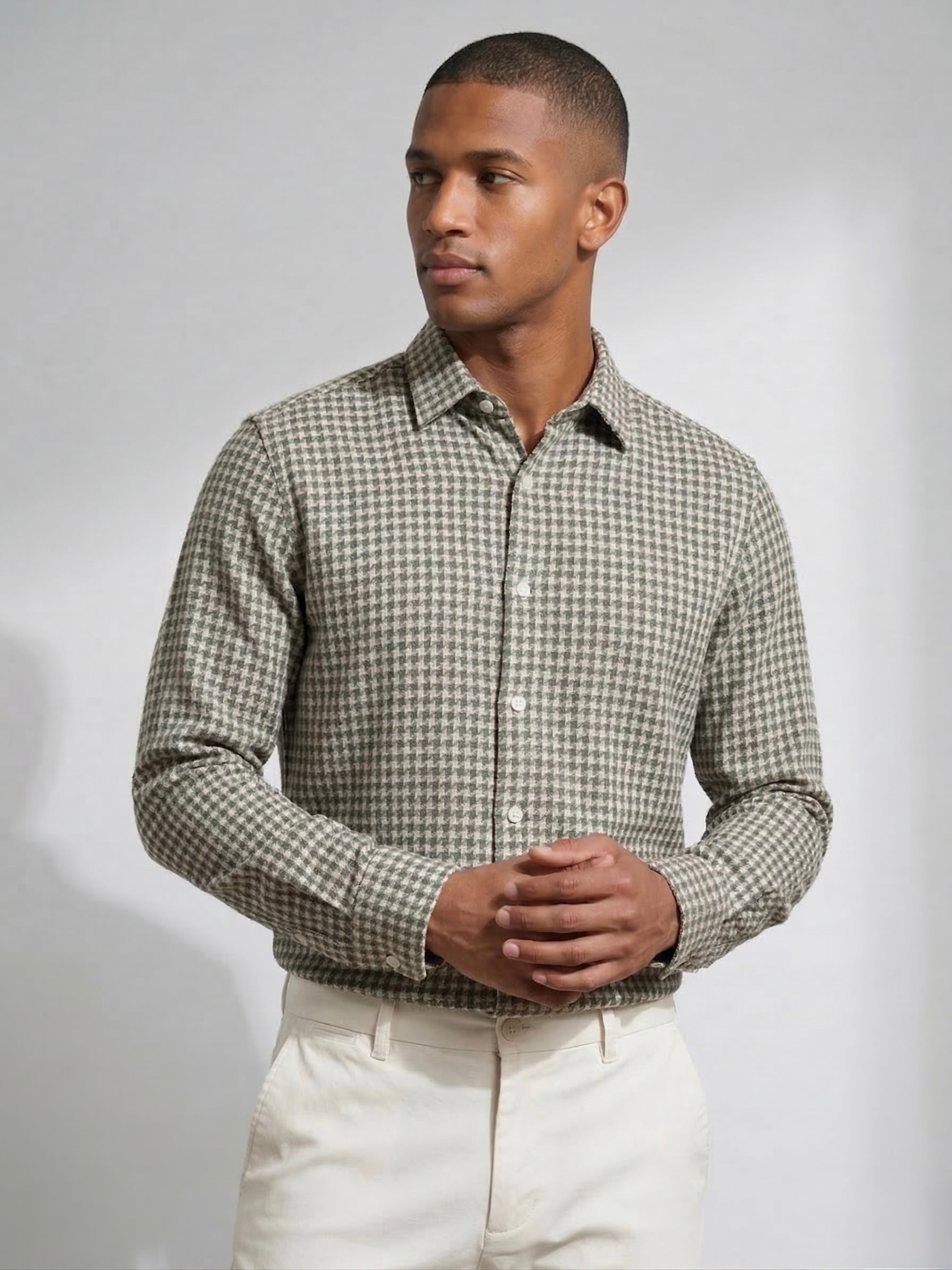 Threaded Brushed Check Shirt - Premium Comfort Casual