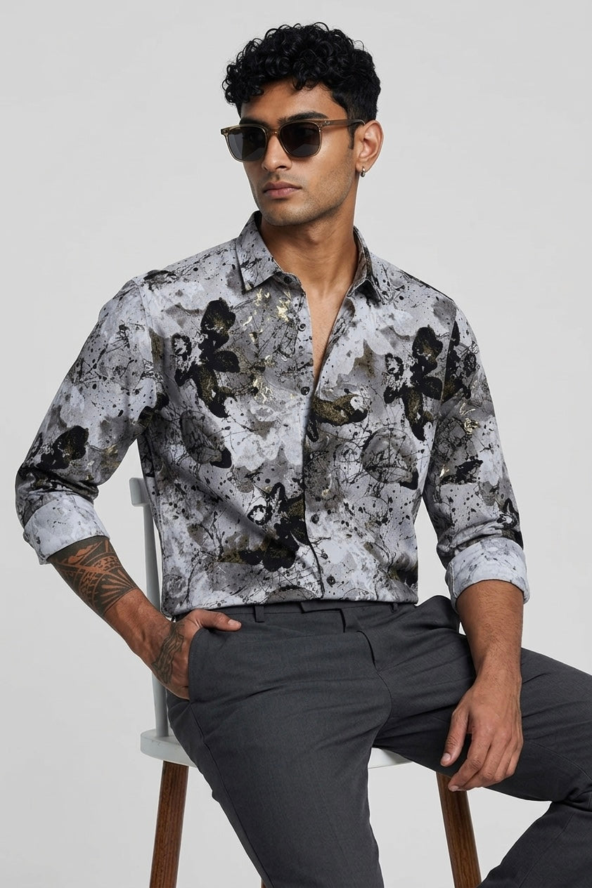 Threaded Abstract Print Rayon Shirt - Urban Streetwear Edition