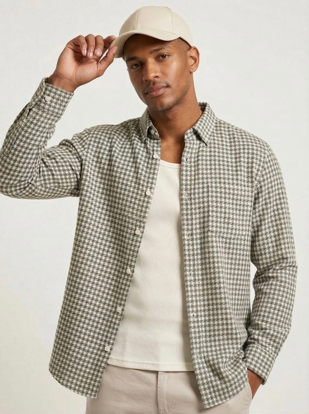 Threaded Brushed Check Shirt - Premium Comfort Casual