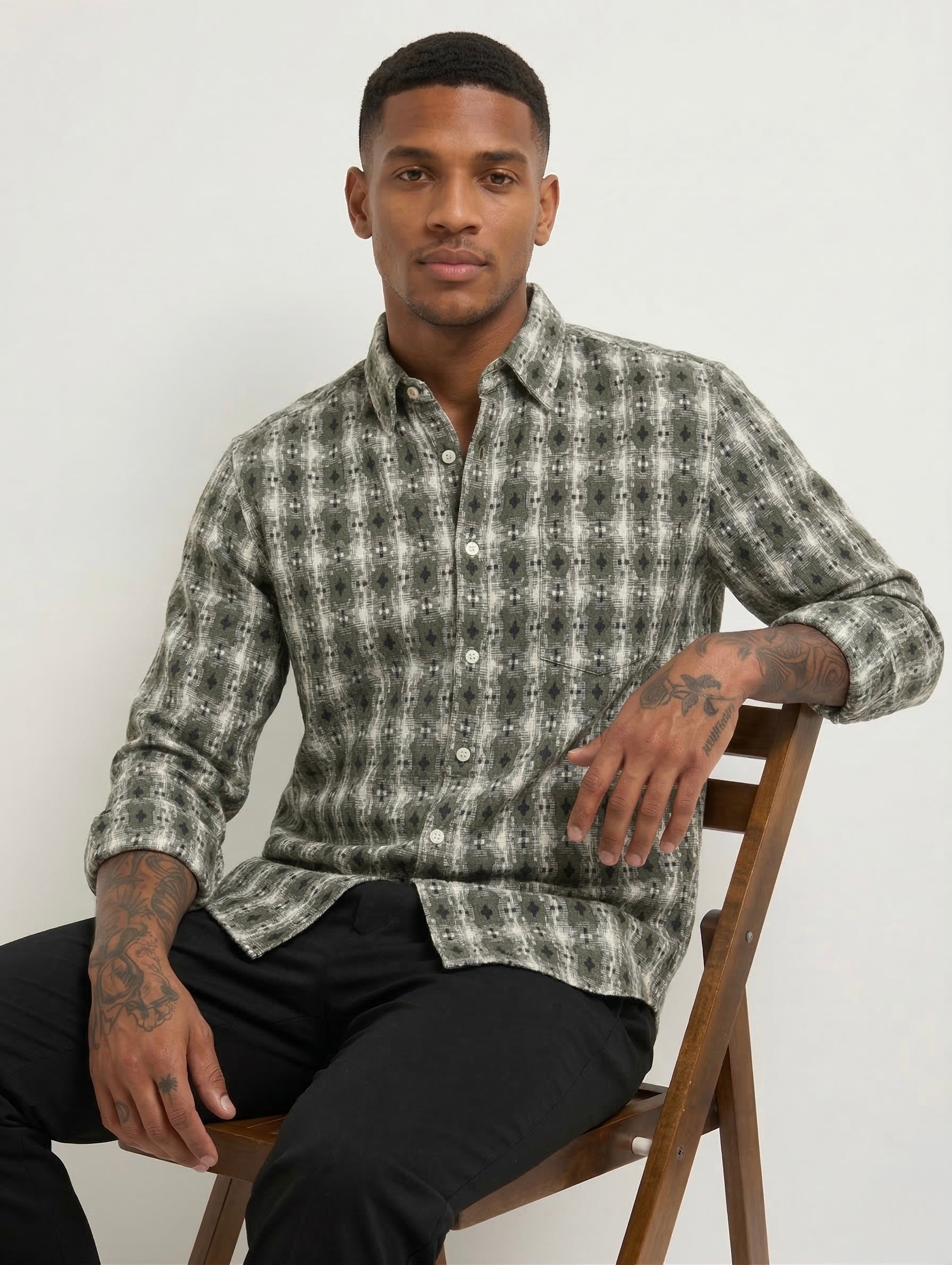 Threaded Textured Printed Shirt - Premium Pattern Casual