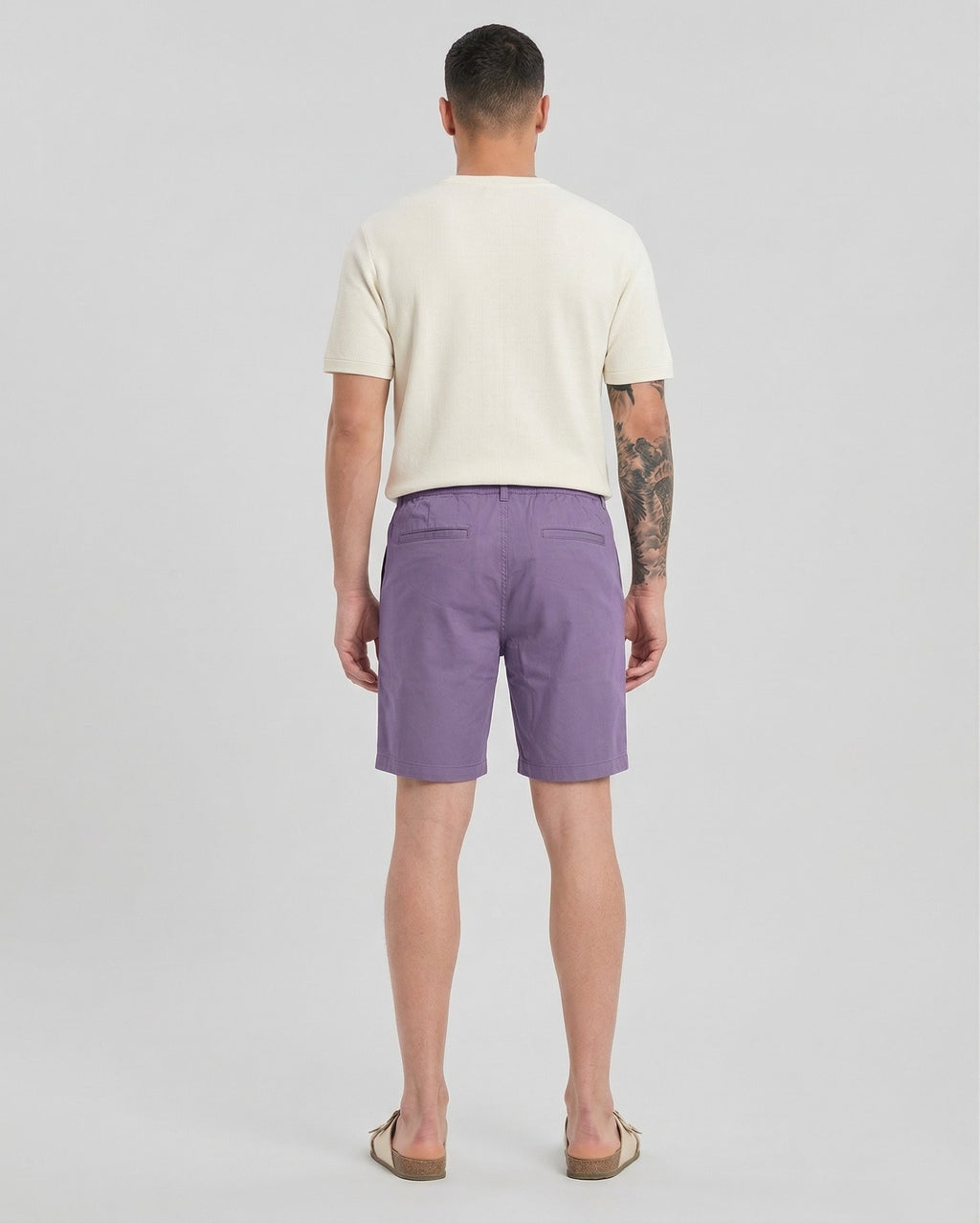 Threaded Lavender Cotton Stretch Shorts