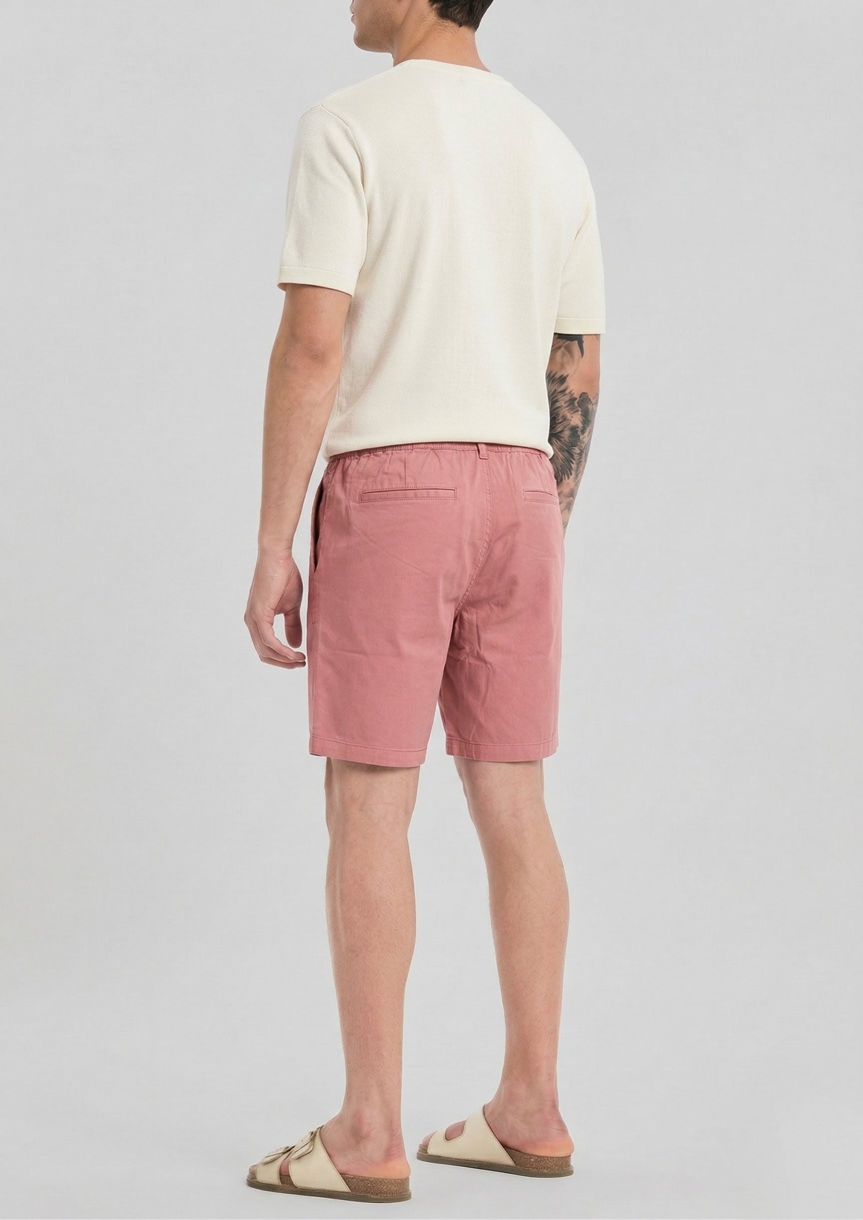 Threaded Rose Pink Cotton Stretch Shorts