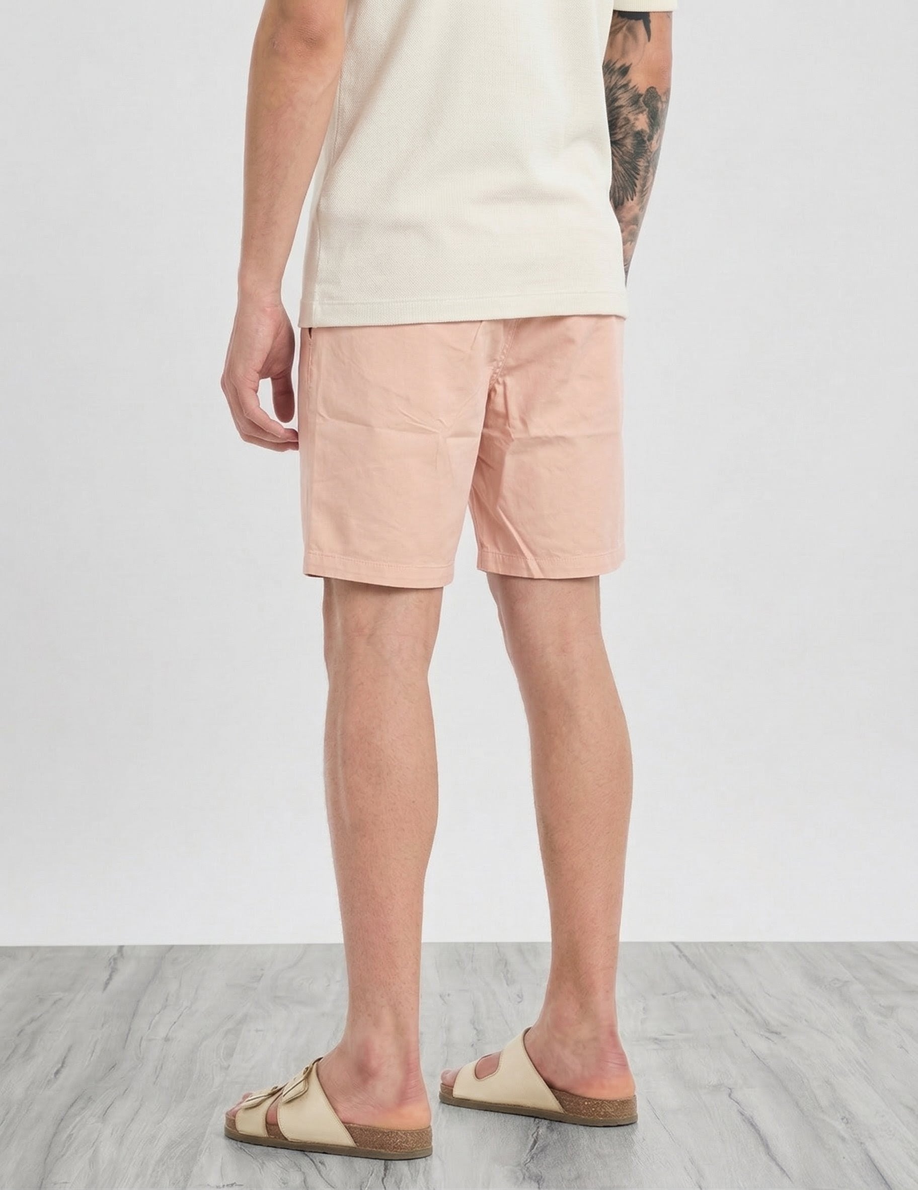 Threaded Peach Cotton Stretch Shorts