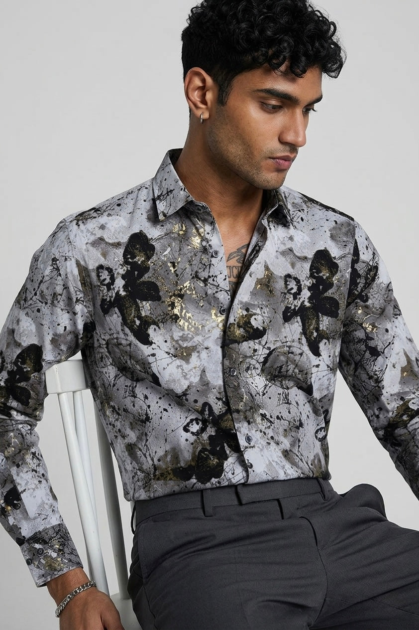 Threaded Abstract Print Rayon Shirt - Urban Streetwear Edition
