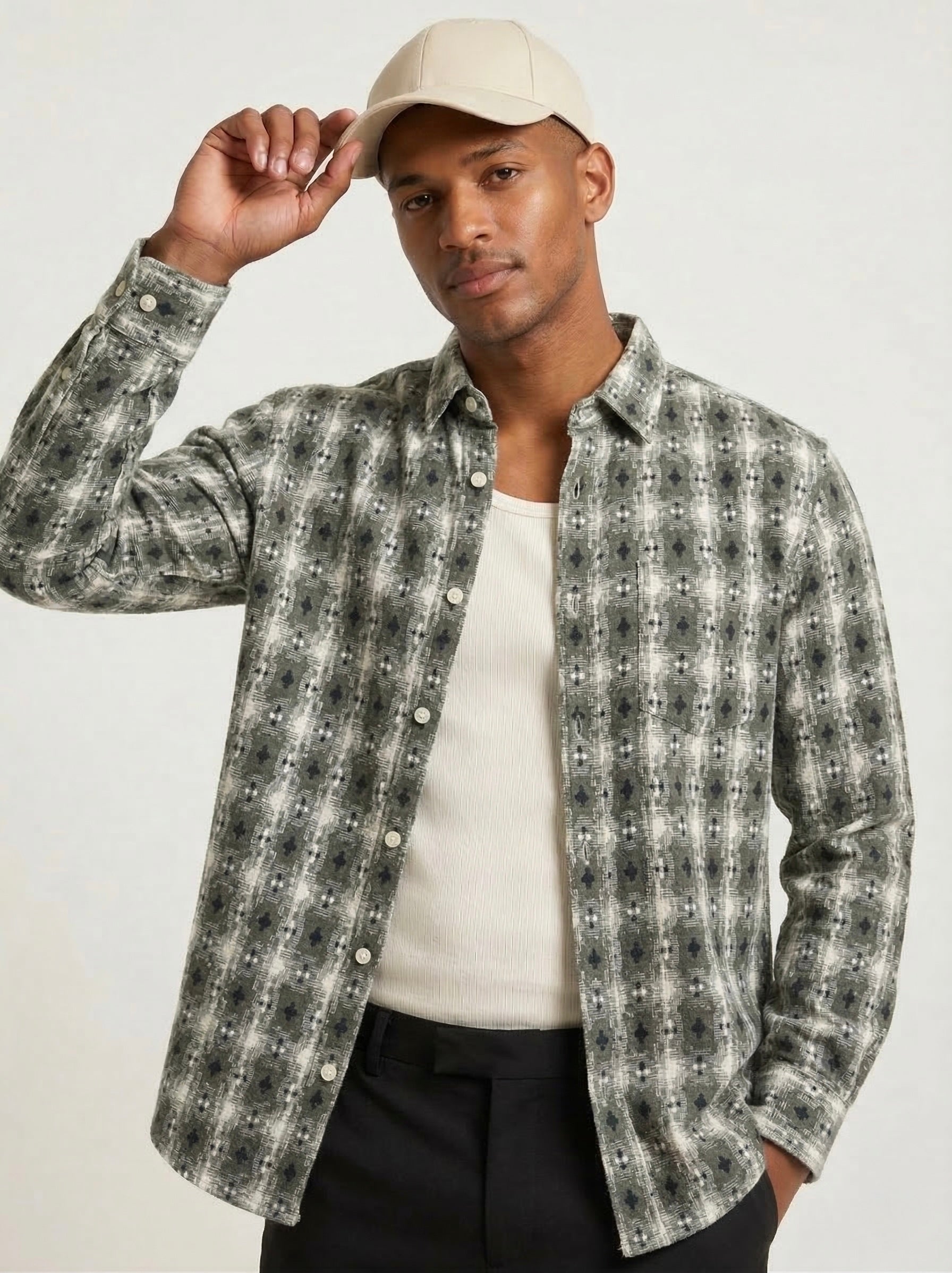 Threaded Textured Printed Shirt - Premium Pattern Casual