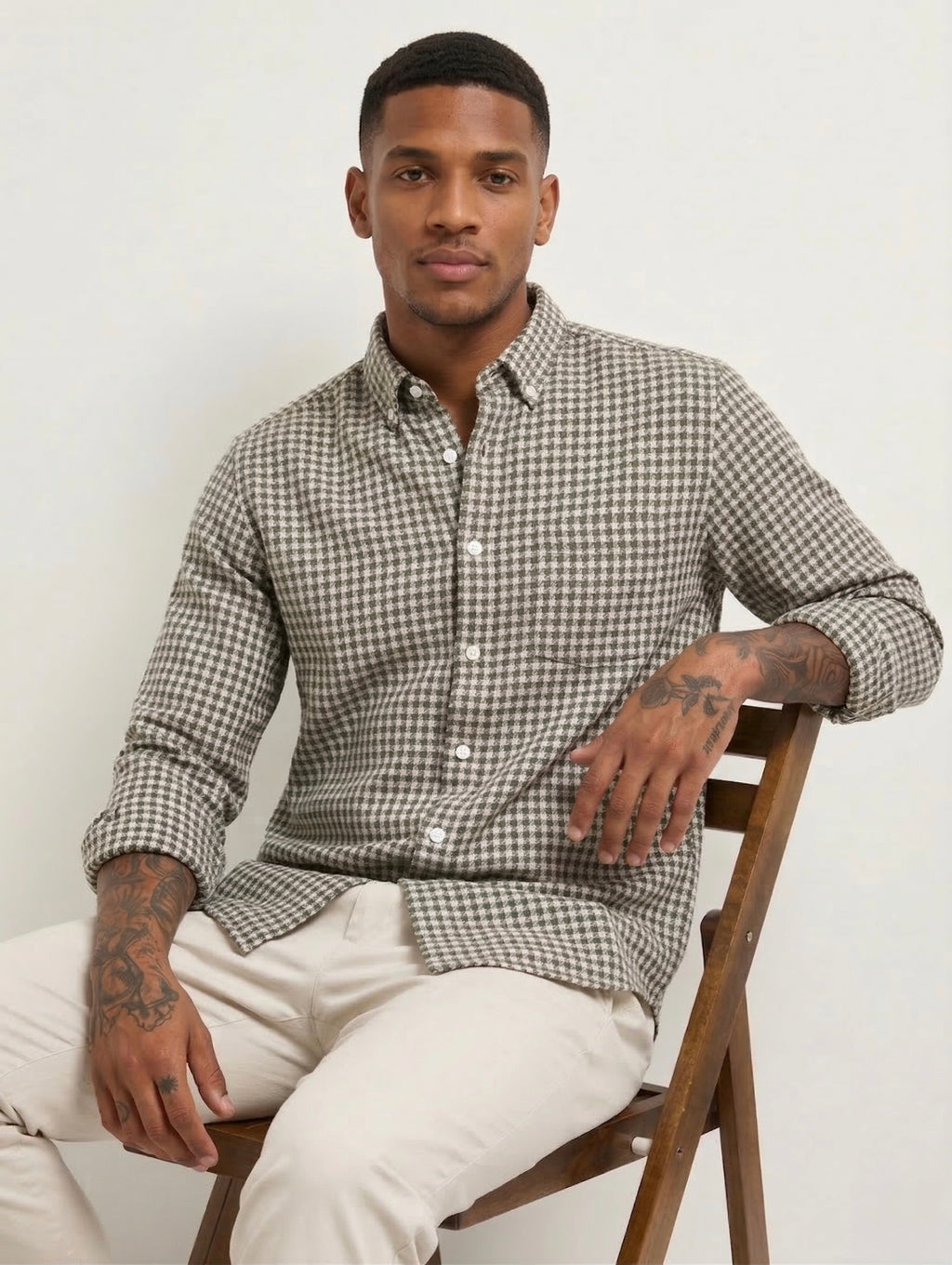 Threaded Brushed Check Shirt - Premium Comfort Casual