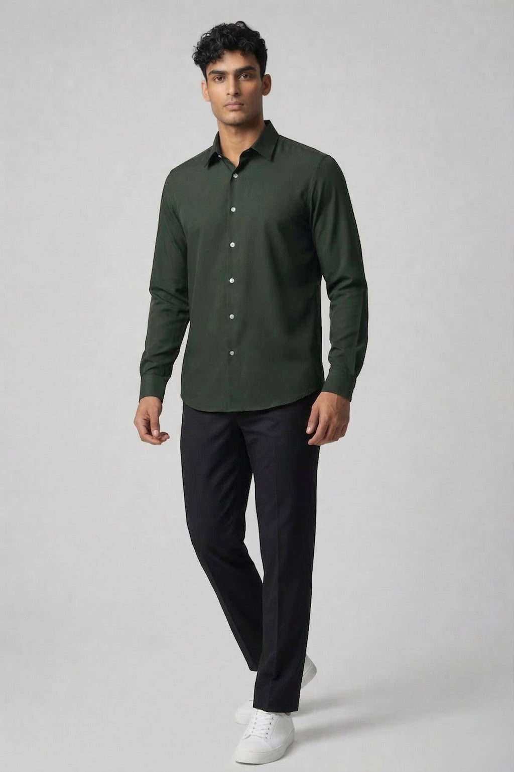 Threaded Forest Green Armani Fabric Shirt - Premium Minimal Streetwear