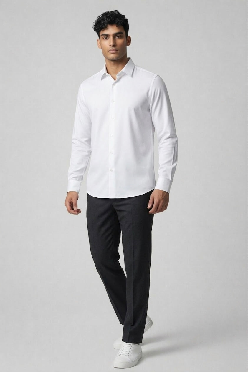 Threaded White Armani Fabric Shirt - Premium Minimal Streetwear