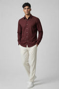 Threaded Burgundy Armani Fabric Shirt - Premium Minimal Streetwear