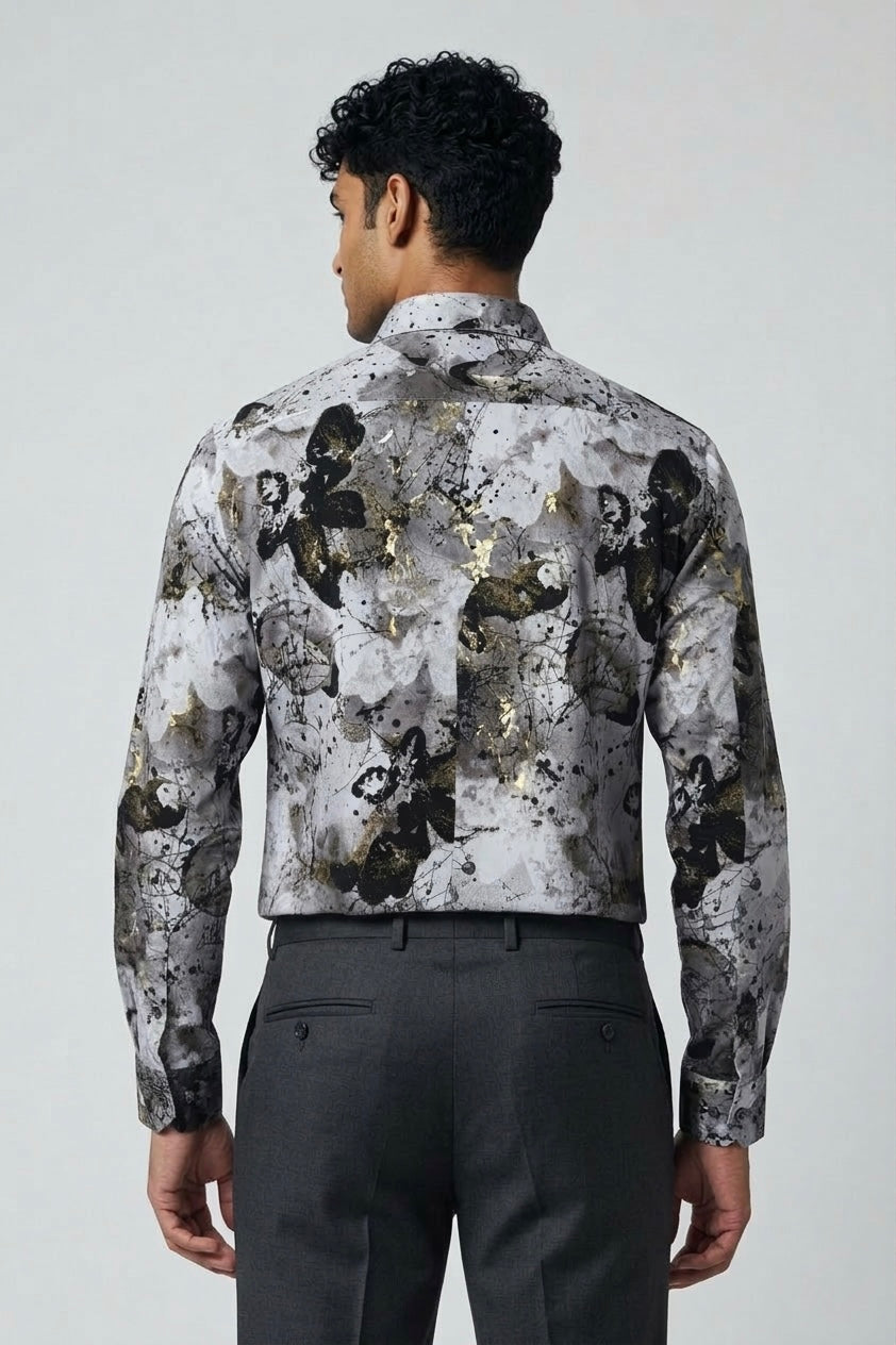 Threaded Abstract Print Rayon Shirt - Urban Streetwear Edition